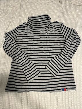 KULE Long-Sleeve Stripe Turtleneck Top - Gray & Black